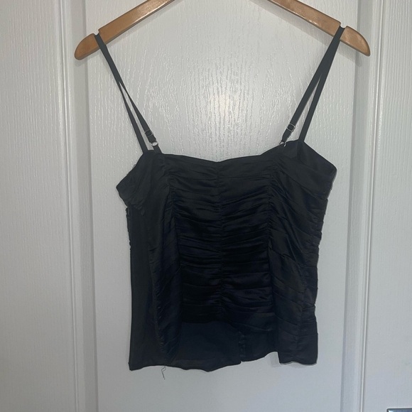 PARAMETER Black Satin Corset Adjustable Straps, Boning Structure Hook Eye Sz 2 - Picture 7 of 10